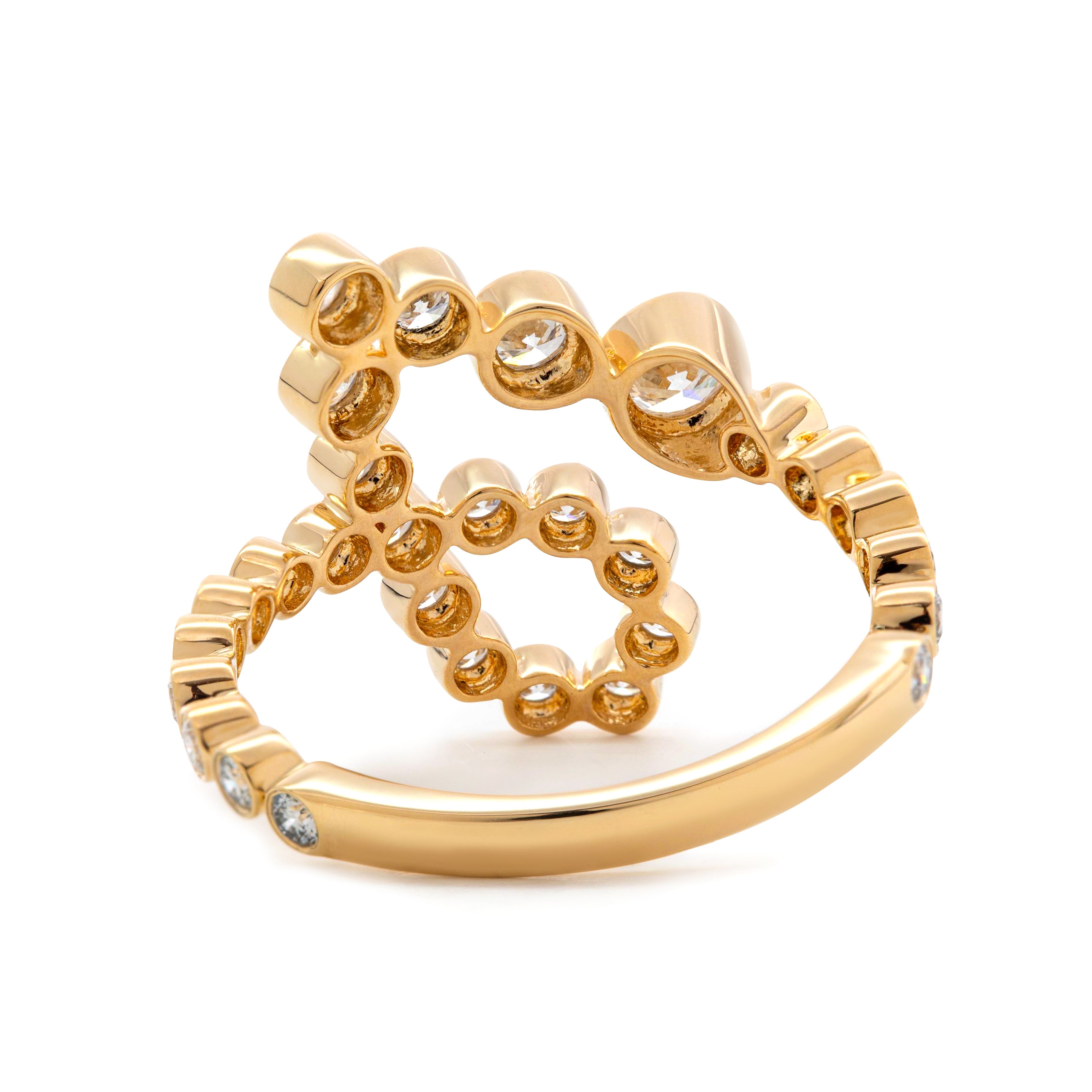 14K Yellow Gold Round Diamond Bezel Ring in J initial-inspired Design 14K Yellow Gold Round Diamond Bezel Ring in J initial-inspired Design