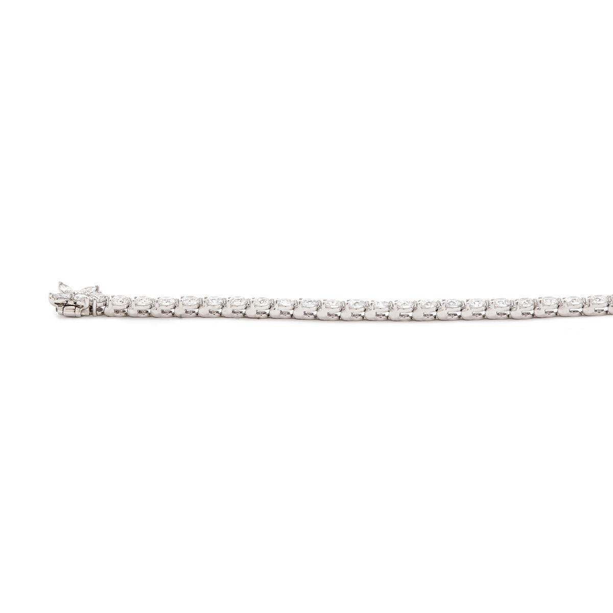 14K White Gold Marquise Cut & Round Cut Lab Diamond Three Prong Buckle Tennis Bracelet 14K White Gold Marquise Cut & Round Cut Lab Diamond Three Prong Buckle Tennis Bracelet