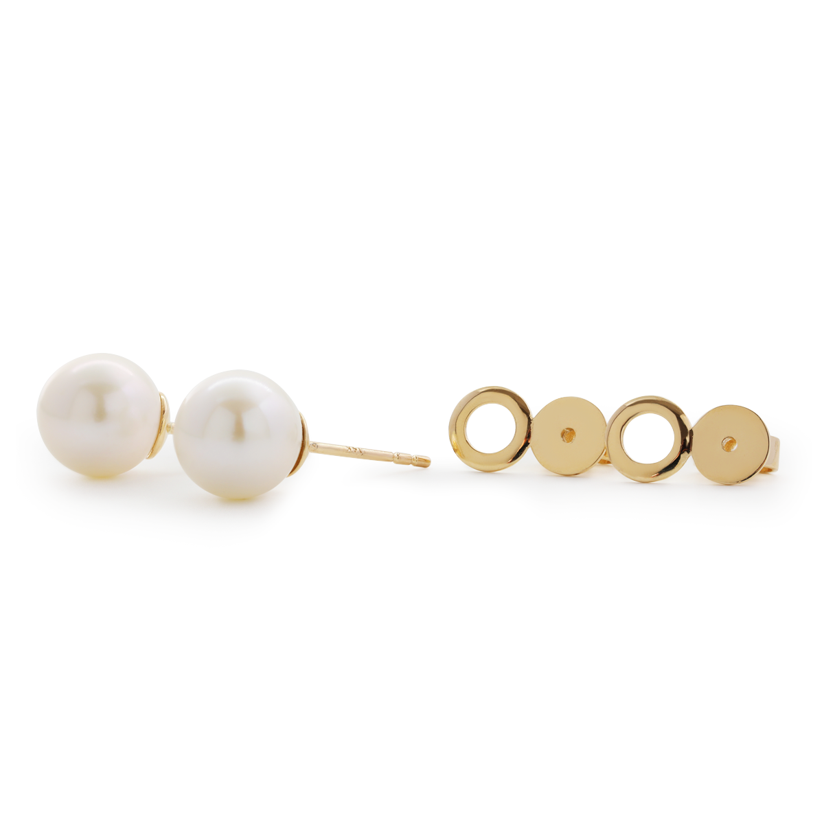 14K Yellow Gold Near-round Fresh-water Pearl Etud Earrings 14K Yellow Gold Near-round Fresh-water Pearl Etud Earrings