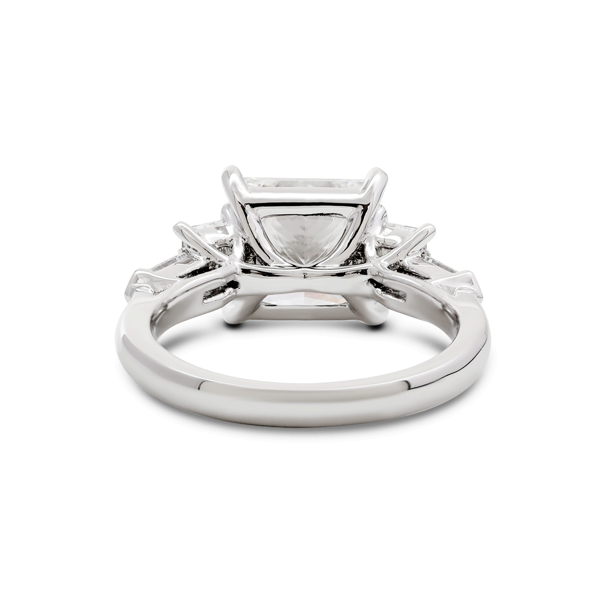 Platinum 2.5ct Princess Cut Lab Diamond 5 Stone Engagement Ring with Radiant Cut and Bullet Cut Side-stones Platinum 2.5ct Princess Cut Lab Diamond 5 Stone Engagement Ring with Radiant Cut and Bullet Cut Side-stones