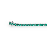 14K White Gold 5ct tw Round Zambian Lab Emerald 4 Prong Basket Tennis Bracelet 14K White Gold 5ct tw Round Zambian Lab Emerald 4 Prong Basket Tennis Bracelet