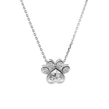 14K White Gold Heart Shaped and Oval Lab diamond Bella Paw Bezel Pendant Necklace 14K White Gold Heart Shaped and Oval Lab diamond Bella Paw Bezel Pendant Necklace