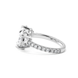 14K White Gold Round and Pear Lab Diamond Toi et Moi Ring with Pave Design 14K White Gold Round and Pear Lab Diamond Toi et Moi Ring with Pave Design