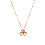 14K Rose Gold Toi et Moi Heart Shape and Crown Pendant Necklace 14K Rose Gold Toi et Moi Heart Shape and Crown Pendant Necklace