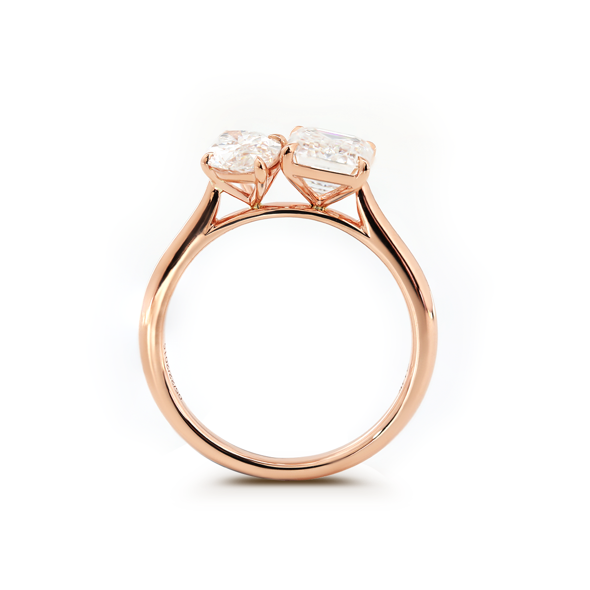 14K Rose Gold Marquise Cut and Emerald Cut Lab Diamond Toi et Moi Ring 14K Rose Gold Marquise Cut and Emerald Cut Lab Diamond Toi et Moi Ring