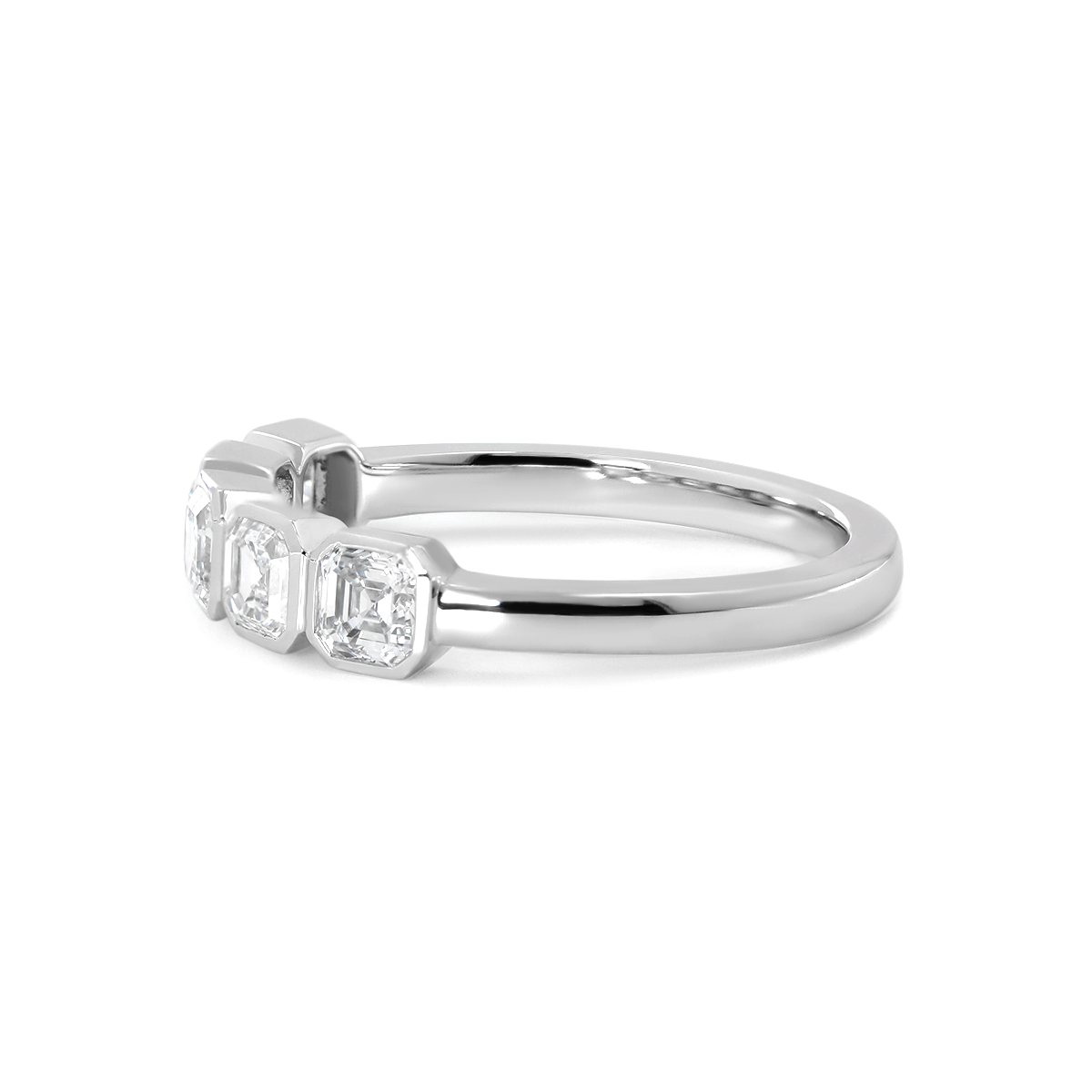 14K White Gold Asscher Cut Lab Diamond 5 Stone Bezel Half Eternity Ring 14K White Gold Asscher Cut Lab Diamond 5 Stone Bezel Half Eternity Ring