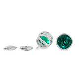 14K White Gold 3 ct tw Round Zambian Lab Emerald Bezel Stud Earrings 14K White Gold 3 ct tw Round Zambian Lab Emerald Bezel Stud Earrings