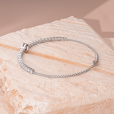 14K White Gold Round Lab Diamond Adjustable Chain Bracelet with A Millegrain Bezel 6mm Center Stone 14K White Gold Round Lab Diamond Adjustable Chain Bracelet with A Millegrain Bezel 6mm Center Stone