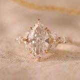 14K Yellow Gold 3ct Marquise Lab Diamond Ring – Art Nouveau Nature-Inspired Design 14K Yellow Gold 3ct Marquise Lab Diamond Ring – Art Nouveau Nature-Inspired Design