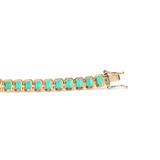 14K Yellow Gold Emerald Cut Lab Zambian Emerald Bezel Tennis Bracelet 14K Yellow Gold Emerald Cut Lab Zambian Emerald Bezel Tennis Bracelet