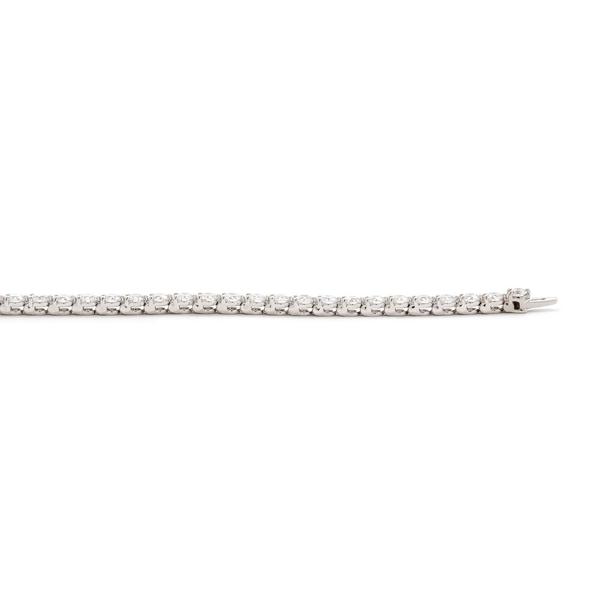 14K White Gold Marquise Cut & Round Cut Lab Diamond Three Prong Buckle Tennis Bracelet 14K White Gold Marquise Cut & Round Cut Lab Diamond Three Prong Buckle Tennis Bracelet