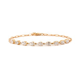 18K Yellow Gold Pear Lab Diamond 9 Stone Chain Bracelet 18K Yellow Gold Pear Lab Diamond 9 Stone Chain Bracelet