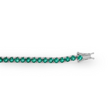 14K White Gold 5ct tw Round Zambian Lab Emerald 4 Prong Basket Tennis Bracelet 14K White Gold 5ct tw Round Zambian Lab Emerald 4 Prong Basket Tennis Bracelet