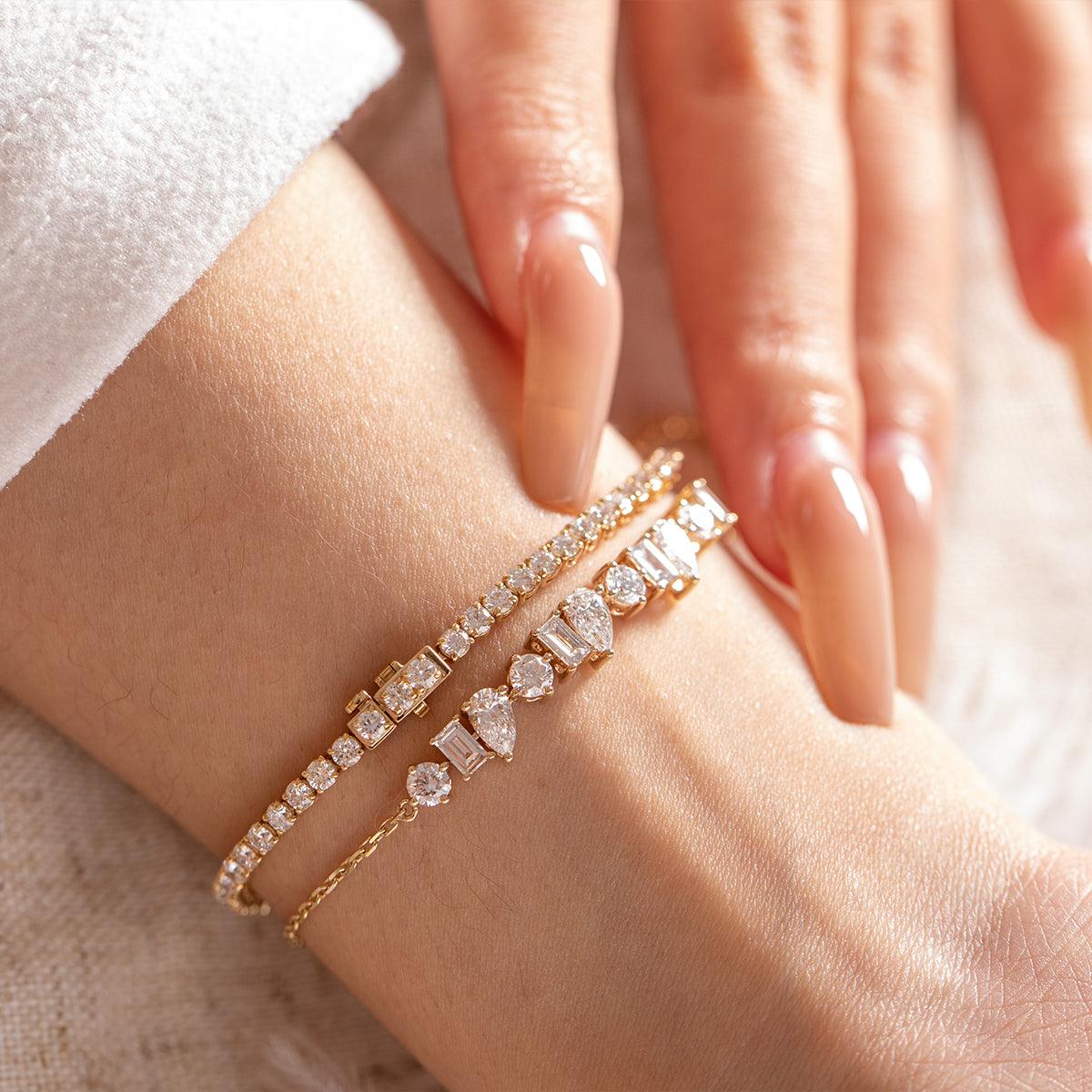 14K Yellow Gold 3 Shapes Lab Diamond Bracelet | FIORESE JEWELRY 14K Yellow Gold 3 Shapes Lab Diamond Bracelet | FIORESE JEWELRY