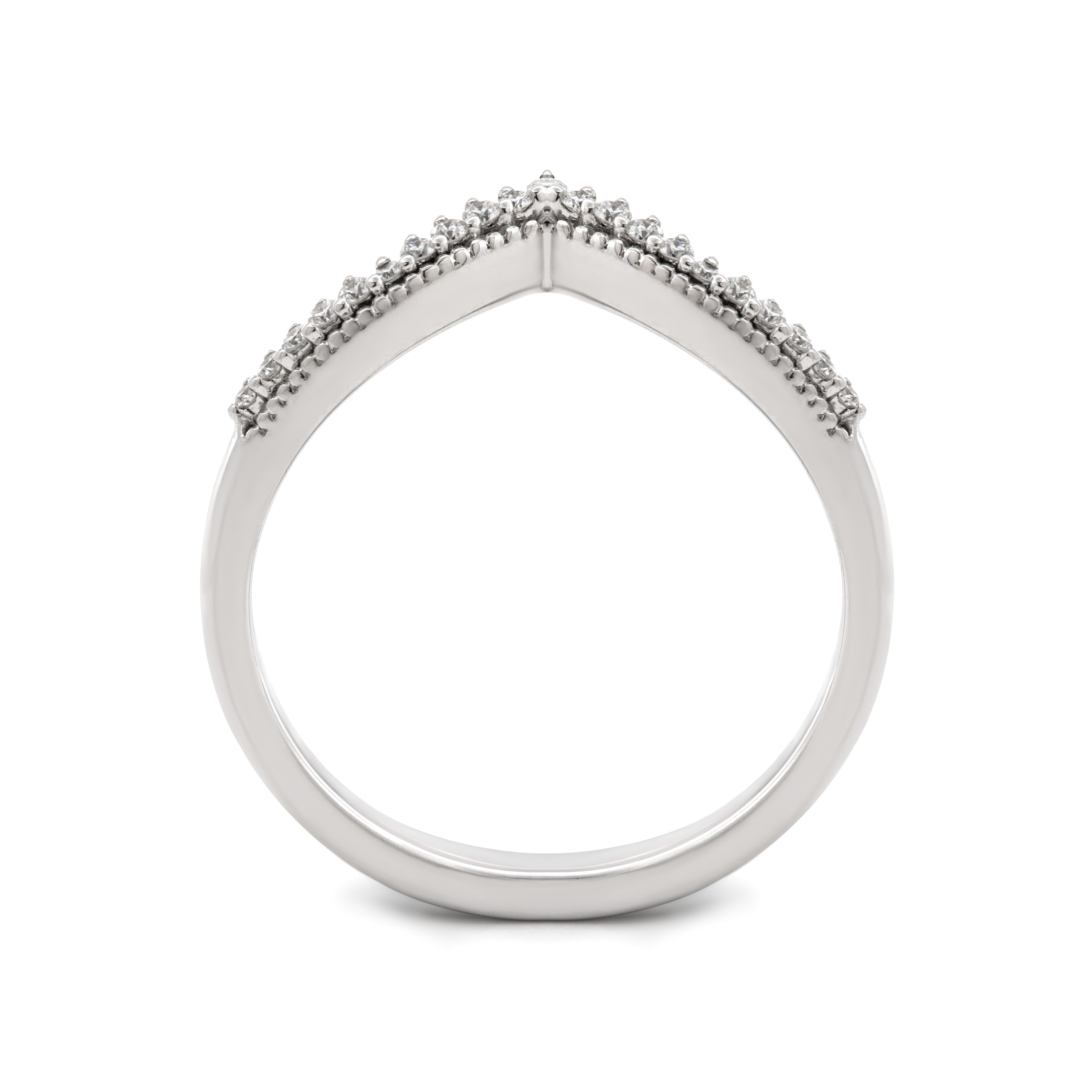 14K White Gold Round Lab Diamond V-shape Millegrain Wedding Ring 14K White Gold Round Lab Diamond V-shape Millegrain Wedding Ring