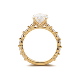14K Yellow Gold 3ct Pear Cut Lab Diamond 5 Claw Prongs Floral Basket Engagement Ring with Marquise Cut and Round Cut Diamond Side-stones 14K Yellow Gold 3ct Pear Cut Lab Diamond 5 Claw Prongs Floral Basket Engagement Ring with Marquise Cut and Round Cut Diamond Side-stones