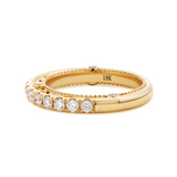 18K Yellow Gold Round Cut Lab Diamond Millegrain and Foral Design Eternity Ring 18K Yellow Gold Round Cut Lab Diamond Millegrain and Foral Design Eternity Ring