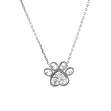14K White Gold Heart Shaped and Oval Lab diamond Bella Paw Bezel Pendant Necklace 14K White Gold Heart Shaped and Oval Lab diamond Bella Paw Bezel Pendant Necklace