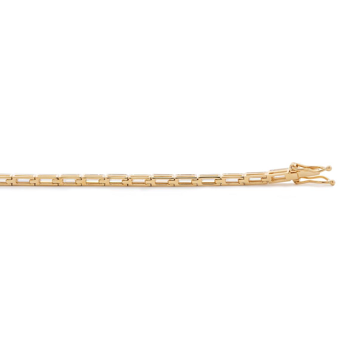 14K Yellow Gold Baguette Cut Diamond Half Bezel Tennis Bracelet 14K Yellow Gold Baguette Cut Diamond Half Bezel Tennis Bracelet