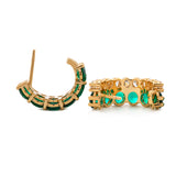 18K Yellow Gold Round Lab Diamond and Round Lab Zambian Emerald Stud Earrings 18K Yellow Gold Round Lab Diamond and Round Lab Zambian Emerald Stud Earrings