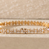 18K Yellow Gold Marquise Cut & Round Cut Lab Diamond Floral Tennis Bracelet 18K Yellow Gold Marquise Cut & Round Cut Lab Diamond Floral Tennis Bracelet
