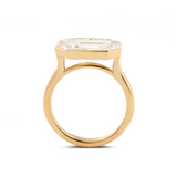 14K Yellow Gold 2.5ct Antique Emerald Cut Lab Diamond Ring with Tapered Step Cut Lab Diamond Halo 14K Yellow Gold 2.5ct Antique Emerald Cut Lab Diamond Ring with Tapered Step Cut Lab Diamond Halo