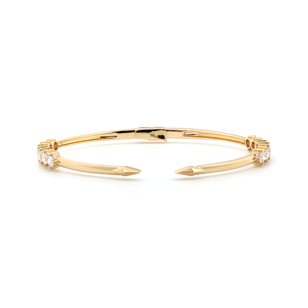18K Yellow Gold Round Cut Lab Diamond Open Bangle Bracelet 18K Yellow Gold Round Cut Lab Diamond Open Bangle Bracelet