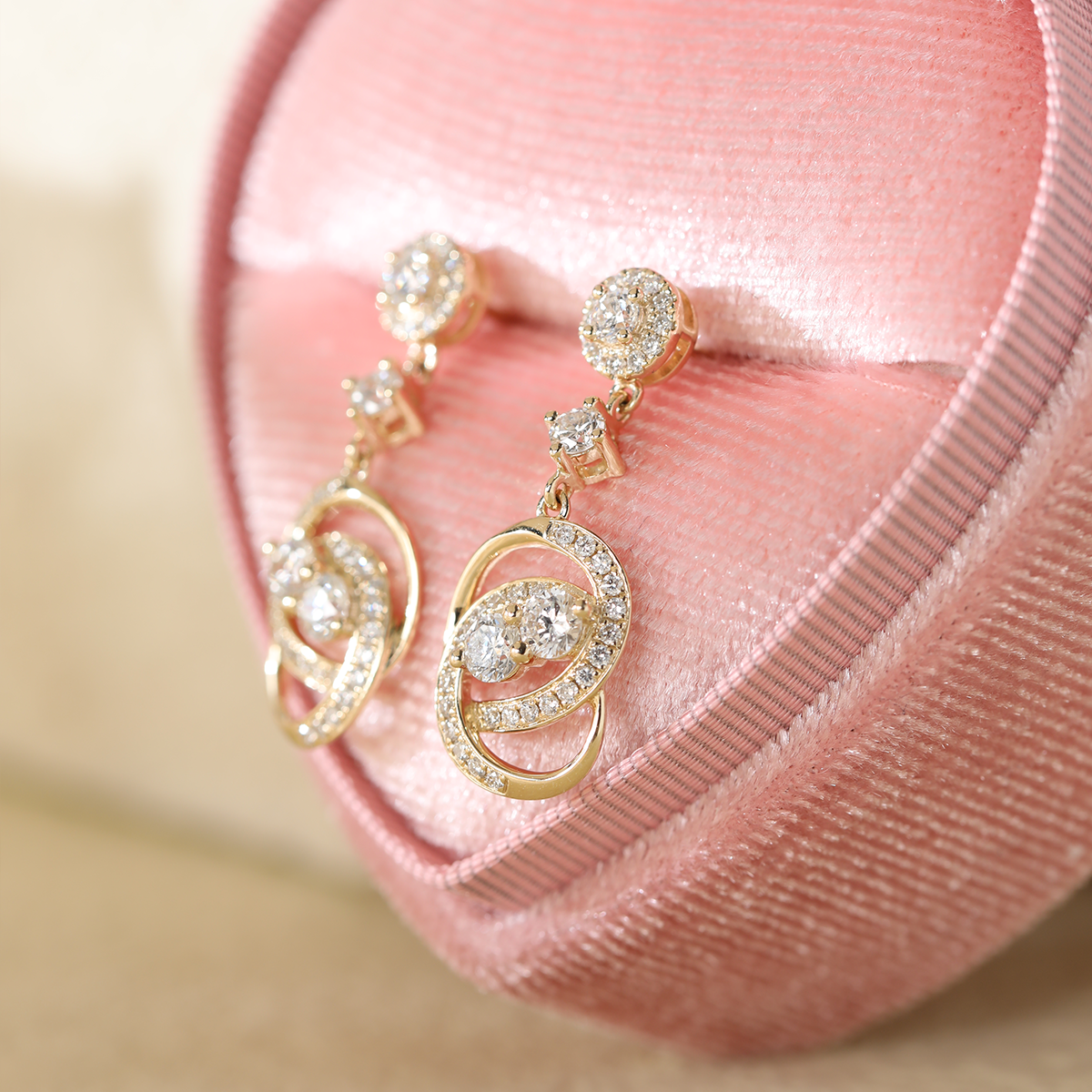 14K Yellow Gold Round Lab Diamond Celestial Ring-Inspired Stud Earrings 14K Yellow Gold Round Lab Diamond Celestial Ring-Inspired Stud Earrings