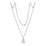 14K White Gold Necklace with 6ct Pear Shaped Lab Diamond Pendant in 3 Prong Basket Setting and Rolo Chain 14K White Gold Necklace with 6ct Pear Shaped Lab Diamond Pendant in 3 Prong Basket Setting and Rolo Chain