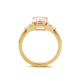18K Yellow Gold 3.5ct Emerald Cut Brown Lab Diamond Foral Side-stone Ring with Tapered Band 18K Yellow Gold 3.5ct Emerald Cut Brown Lab Diamond Foral Side-stone Ring with Tapered Band