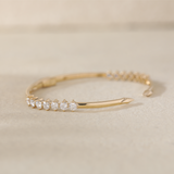 18K Yellow Gold Round Cut Lab Diamond Open Bangle Bracelet 18K Yellow Gold Round Cut Lab Diamond Open Bangle Bracelet