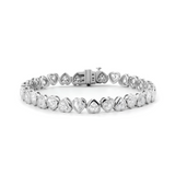 18K White Gold Heart Shape Lab Diamond Bezel Tennis Bracelet 18K White Gold Heart Shape Lab Diamond Bezel Tennis Bracelet