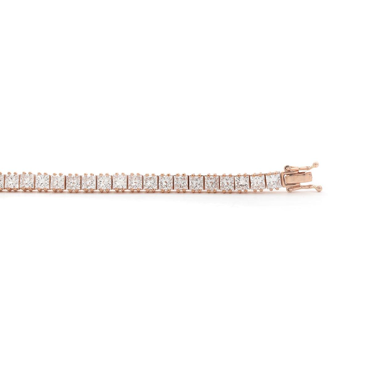 18K Rose Gold Princess Cut Lab Diamond Tennis Bracelet 18K Rose Gold Princess Cut Lab Diamond Tennis Bracelet