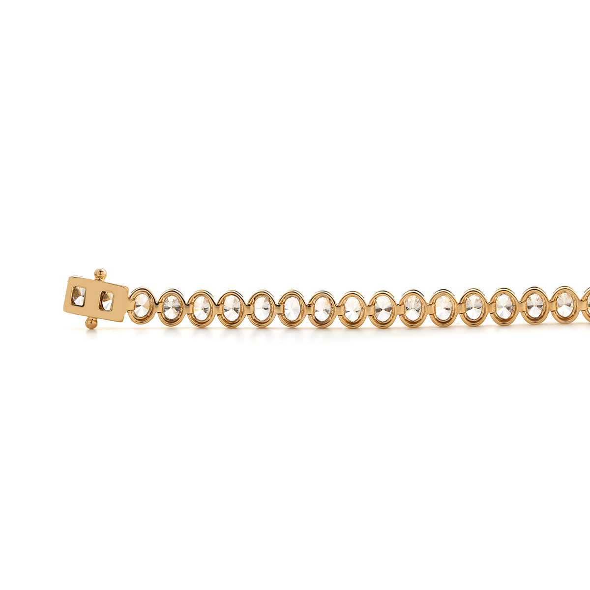 18K Yellow Gold Oval Cut Lab Diamond Bezel Tennis Bracelet 18K Yellow Gold Oval Cut Lab Diamond Bezel Tennis Bracelet