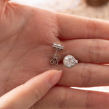 Pt950 Round Brilliant Cut Diamond Halo Stud Earrings Pt950 Round Brilliant Cut Diamond Halo Stud Earrings