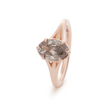 14K Rose Gold 1ct Oval Old Mine Cut Brown Lab Diamond 6 Claw Prong Cathedral Setting Solitaire Ring 14K Rose Gold 1ct Oval Old Mine Cut Brown Lab Diamond 6 Claw Prong Cathedral Setting Solitaire Ring