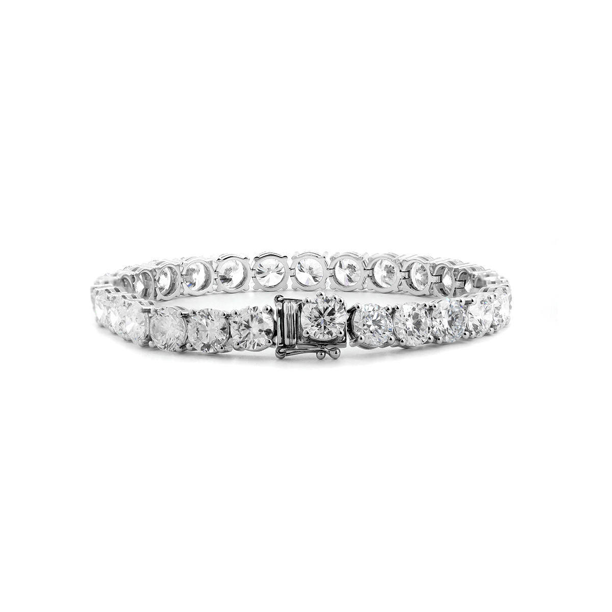 14K White Gold 6mm Round Brilliant Cut Lab Diamond 4 Round Prong Basket Tennis Bracelet 14K White Gold 6mm Round Brilliant Cut Lab Diamond 4 Round Prong Basket Tennis Bracelet
