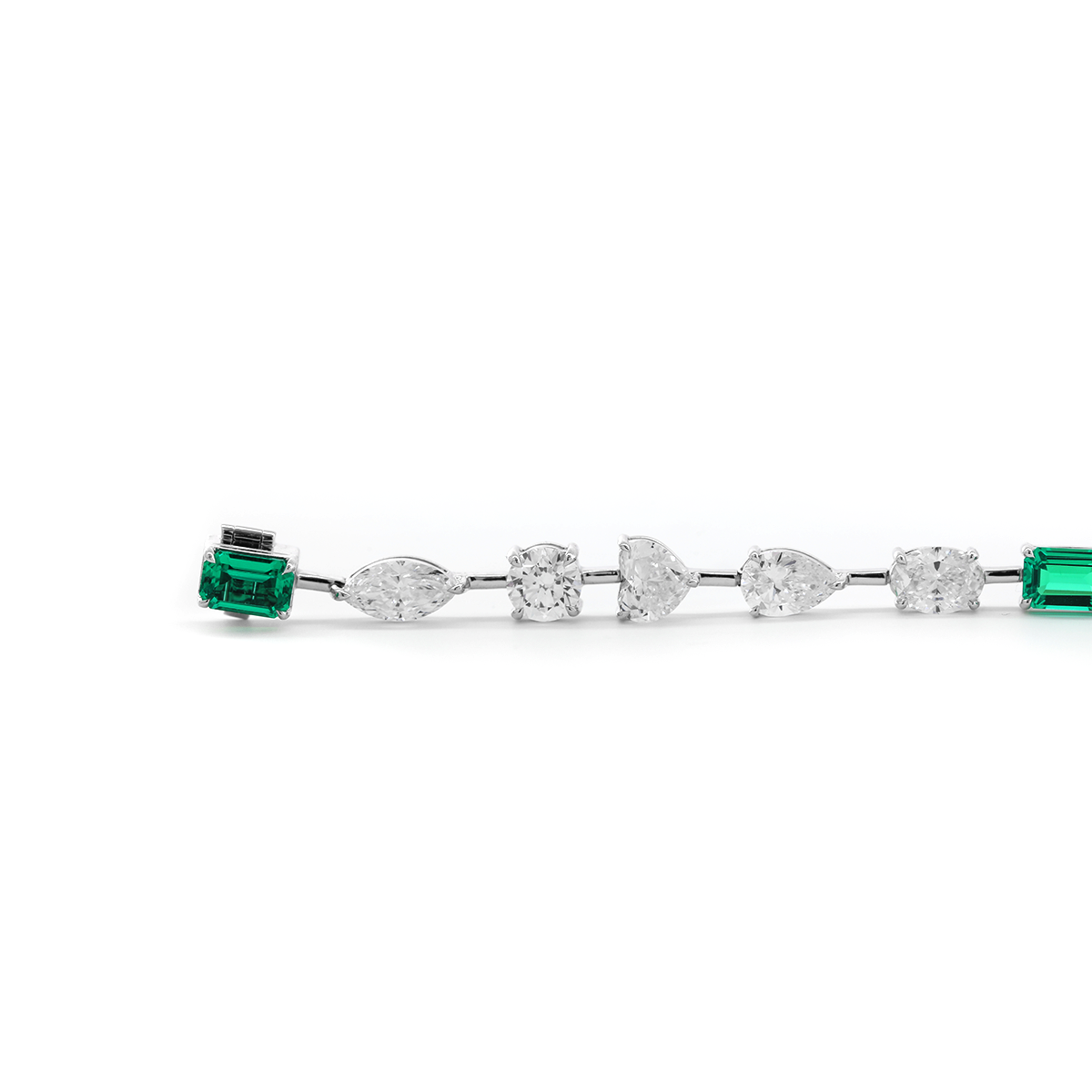 14K White Gold 10 ct tw 6 Shapes Lab Diamond & Lab Emerald Tennis Bracelet 14K White Gold 10 ct tw 6 Shapes Lab Diamond & Lab Emerald Tennis Bracelet