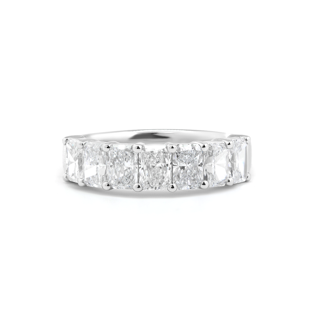 Platinum Radiant Cut Lab Diamond 7 Stone Half Eternity Ring Platinum Radiant Cut Lab Diamond 7 Stone Half Eternity Ring