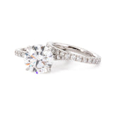 14K White Gold 3ct Round Brilliant Cut Lab Diamond Hidden Halo Bridal Set Rings 14K White Gold 3ct Round Brilliant Cut Lab Diamond Hidden Halo Bridal Set Rings