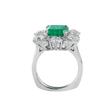 18K White Gold 3ct Colombian Lab Emerald Double Claw Prongs Halo Engagement Ring 18K White Gold 3ct Colombian Lab Emerald Double Claw Prongs Halo Engagement Ring