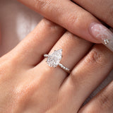 14K White Gold 2ct Pear Cut Lab Diamond Ring with Twist Pave Band and Floral Basket Head Design 14K White Gold 2ct Pear Cut Lab Diamond Ring with Twist Pave Band and Floral Basket Head Design
