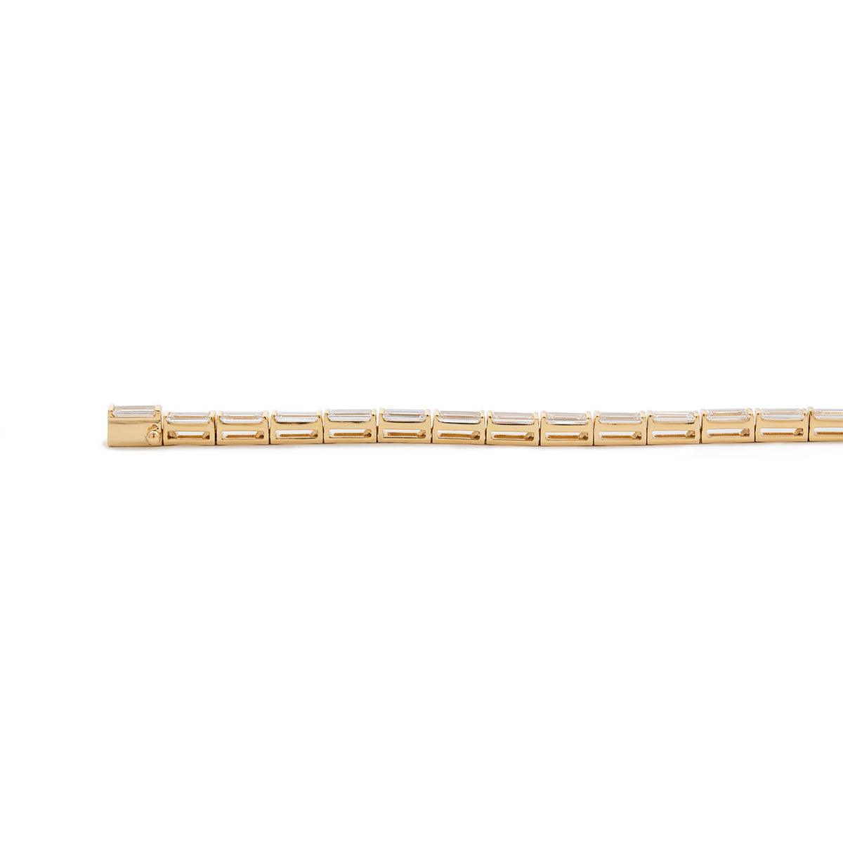 14K Yellow Gold Baguette Cut Diamond Half Bezel Tennis Bracelet 14K Yellow Gold Baguette Cut Diamond Half Bezel Tennis Bracelet