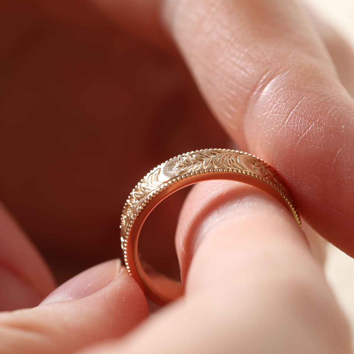14K Yellow Gold Wedding Ring – Art Nouveau Nature-Inspired Design 14K Yellow Gold Wedding Ring – Art Nouveau Nature-Inspired Design