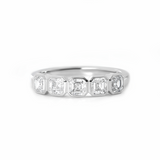 14K White Gold Asscher Cut Lab Diamond 5 Stone Bezel Half Eternity Ring 14K White Gold Asscher Cut Lab Diamond 5 Stone Bezel Half Eternity Ring