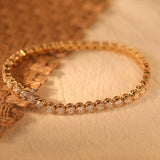 18K Yellow Gold Round Brilliant Cut Lab Diamond 4 Prong Basket Tennis Bracelet 18K Yellow Gold Round Brilliant Cut Lab Diamond 4 Prong Basket Tennis Bracelet