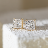 18K Yellow Gold Princes Cut Lab diamond Stud Earrings 18K Yellow Gold Princes Cut Lab diamond Stud Earrings