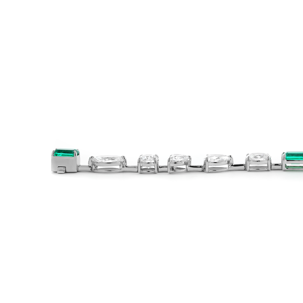 14K White Gold 10 ct tw 6 Shapes Lab Diamond & Lab Emerald Tennis Bracelet 14K White Gold 10 ct tw 6 Shapes Lab Diamond & Lab Emerald Tennis Bracelet