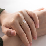 14K Yellow and White Gold 2ct Pear Cut Lab Diamond Half Bezel Solitaire Ring 14K Yellow and White Gold 2ct Pear Cut Lab Diamond Half Bezel Solitaire Ring