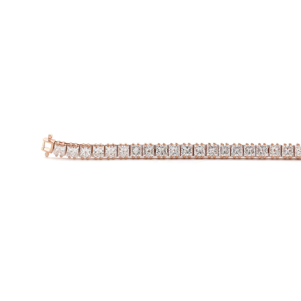 18K Rose Gold Princess Cut Lab Diamond Tennis Bracelet 18K Rose Gold Princess Cut Lab Diamond Tennis Bracelet